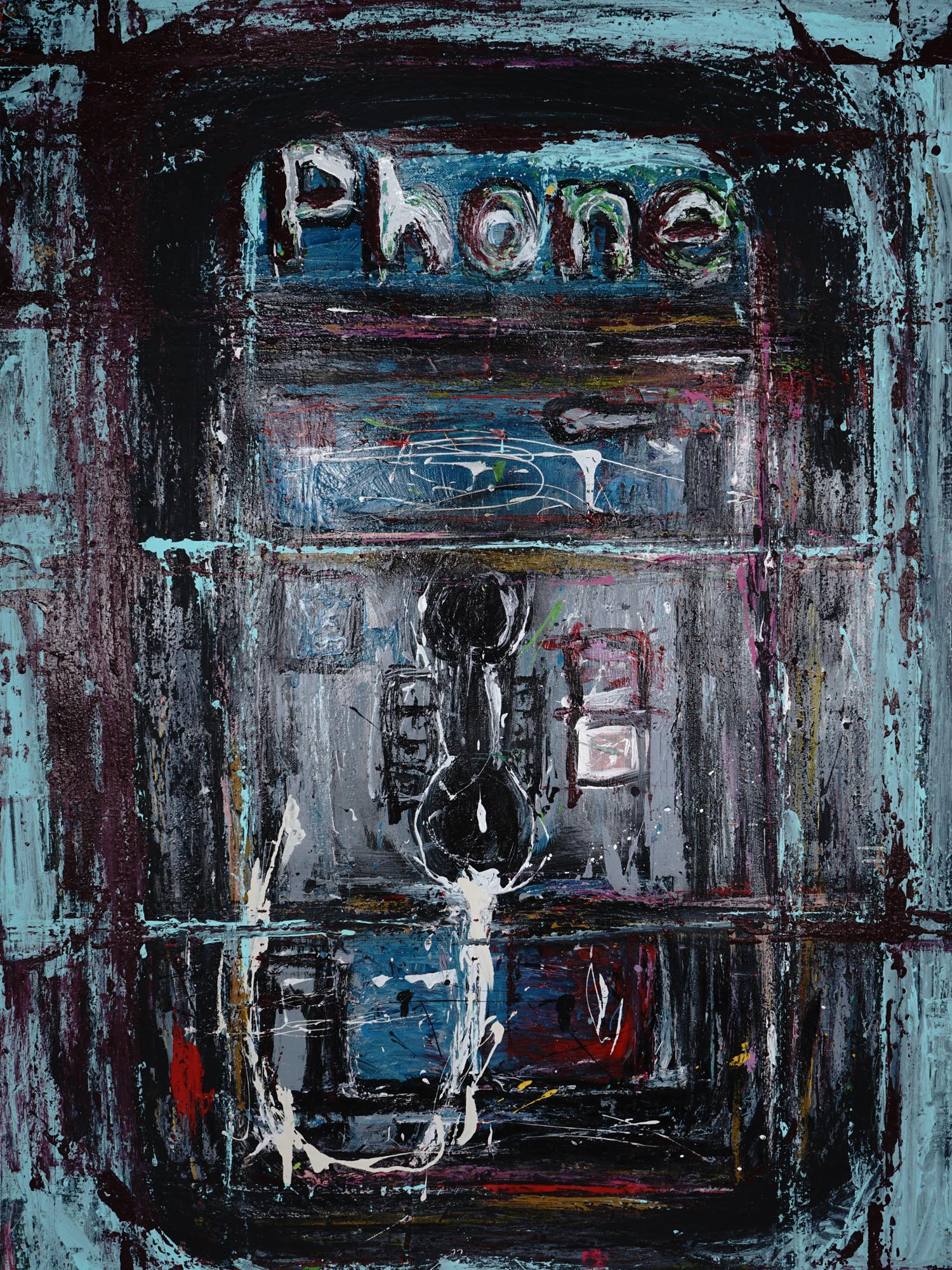 CONTEMPORARY AMERICAN ARTWORK TELEPHONE PAINTING PIC-1